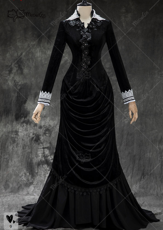 Anime Cosplay Com - MEOWCOS Women's Gothic Black Vintage Velvet