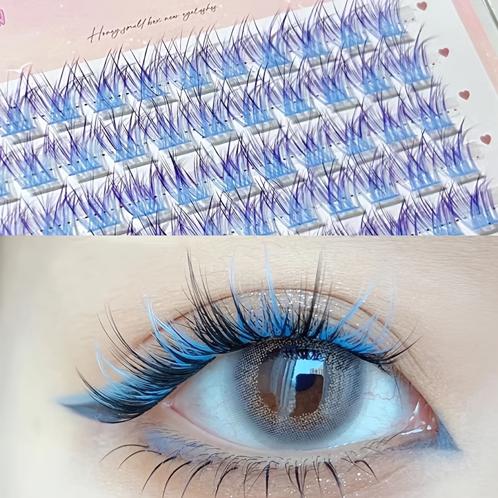 Anime Cosplay Lashes - Mixiaohe Colorful Eyelashes 60 Clusters Easy