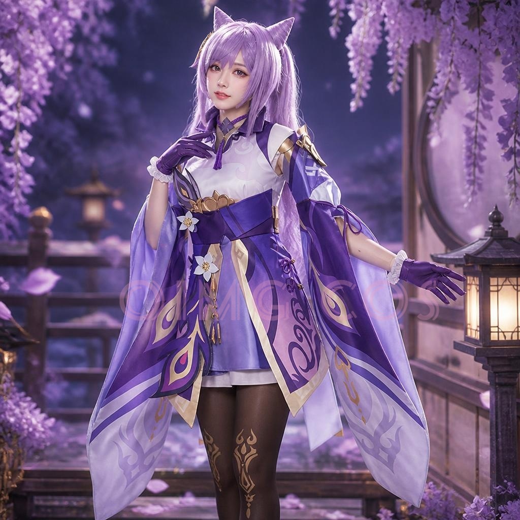 Genshin Impact Keqing Cosplay  - Cosplay Anime Women recension och pris