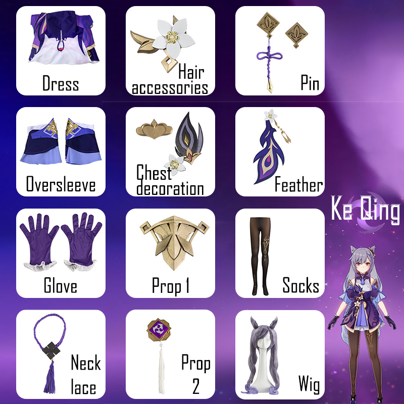 Genshin Impact Keqing Cosplay  - Cosplay Anime Women recension och pris