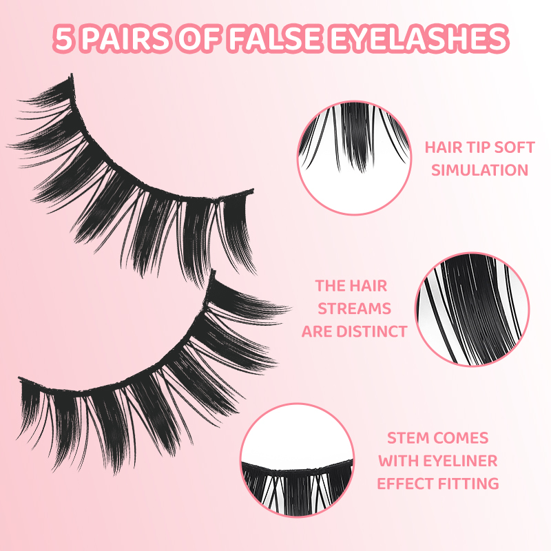 DINGSEN 5 Pairs Manga Lashes E - Anime Cosplay Lashes recension och pris