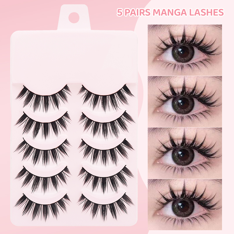 DINGSEN 5 Pairs Manga Lashes E - Anime Cosplay Lashes recension och pris